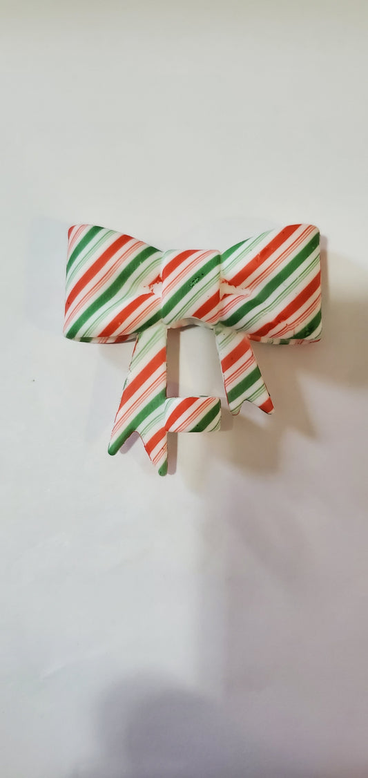 Christmas Striped Bow Straw Topper
