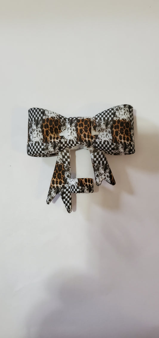 Multi Animal Print Bow Straw Topper