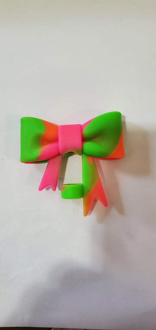 Neon Tie Dye Bow Straw Topper