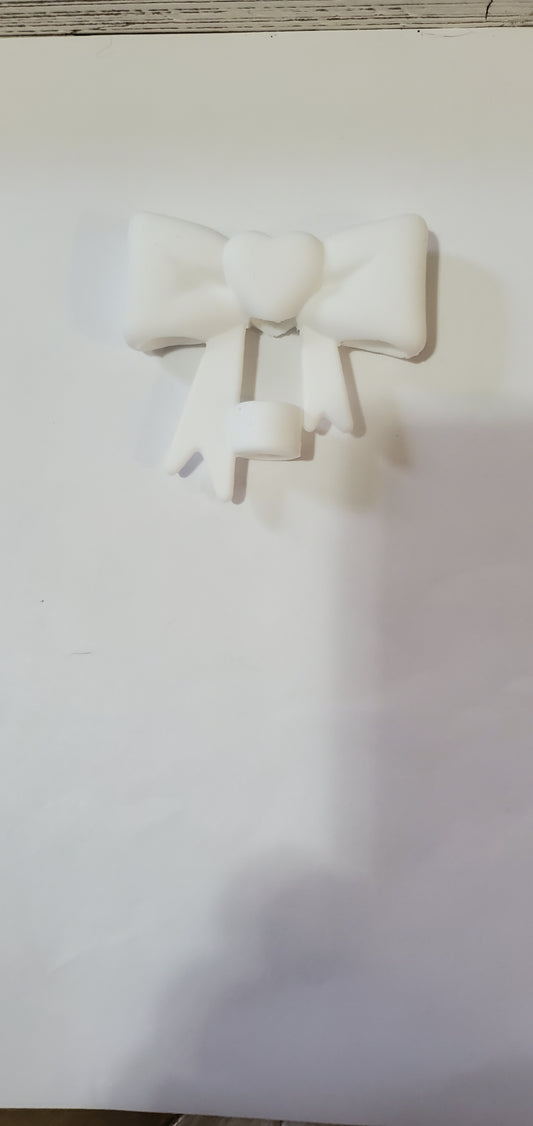 White Heart Bow Straw Topper