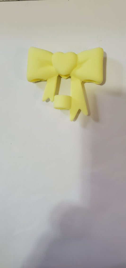 Yellow Heart Bow Straw Topper
